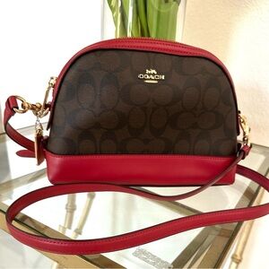 Coach F76674 Red and Brown Crossbody Bag